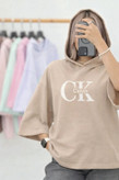 تیشرت باکسی کلاهدار CKکاپلی (زنانه مردانه )